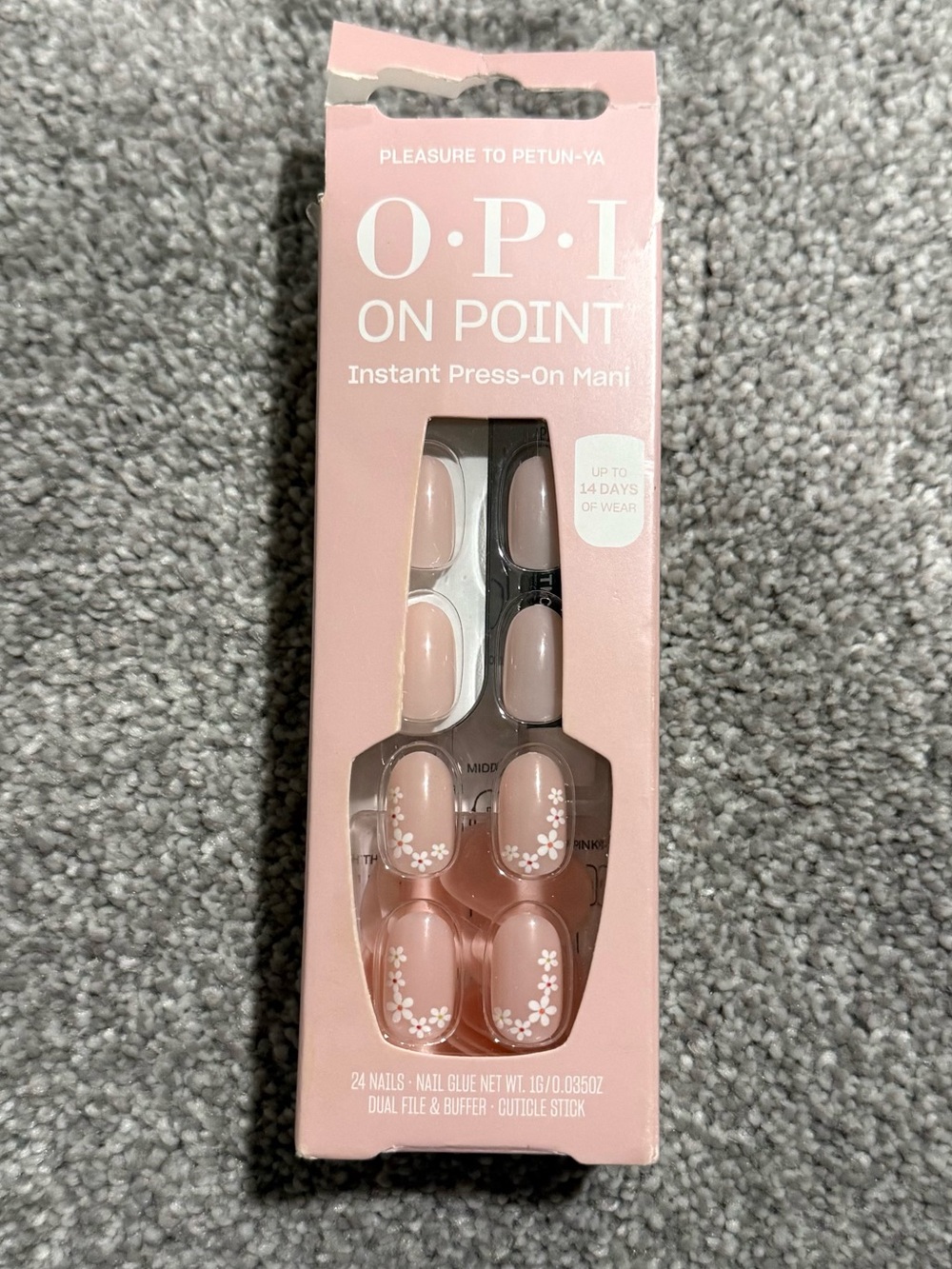 OPI Nude Floral Daisy Instant Press-On Nails w/Glue, open box but new never used